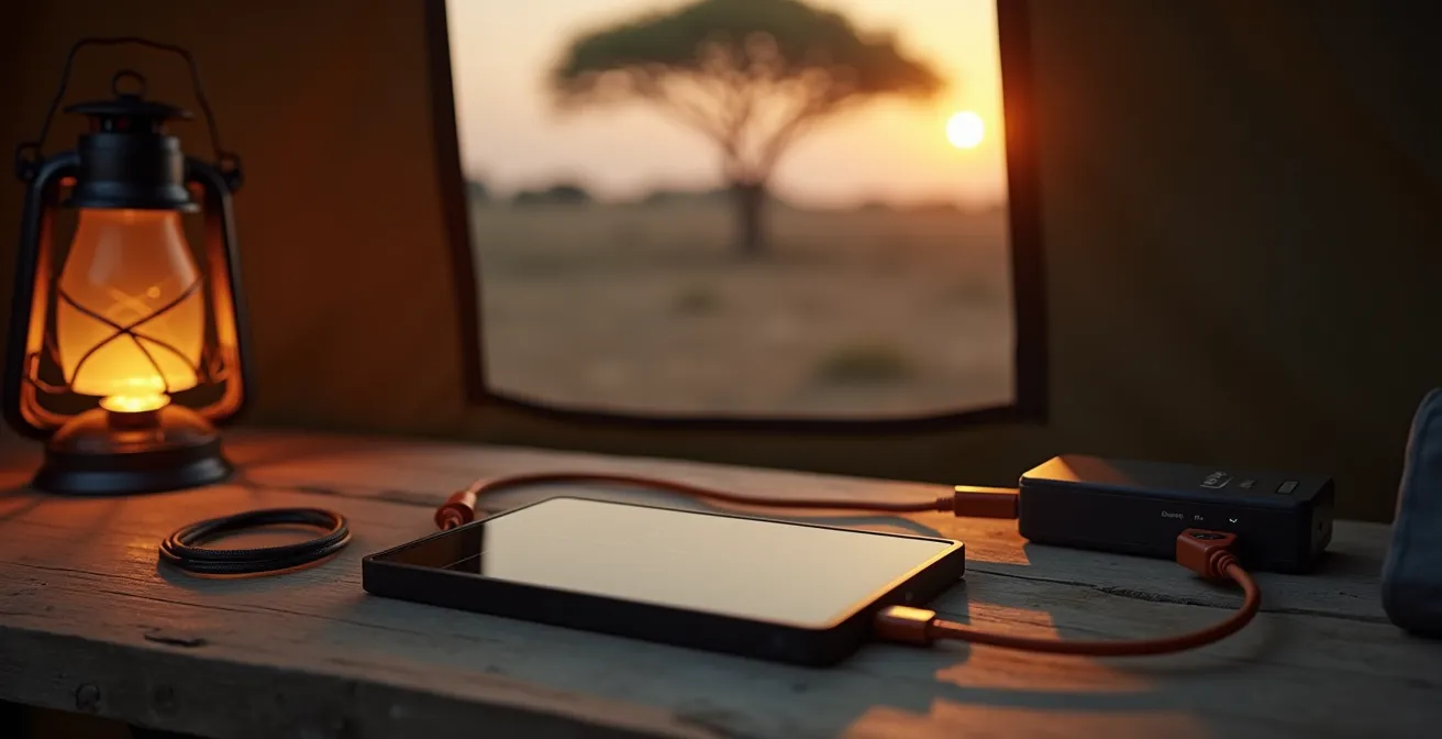 Minimalistisches Energie-Management-Setup für Safari