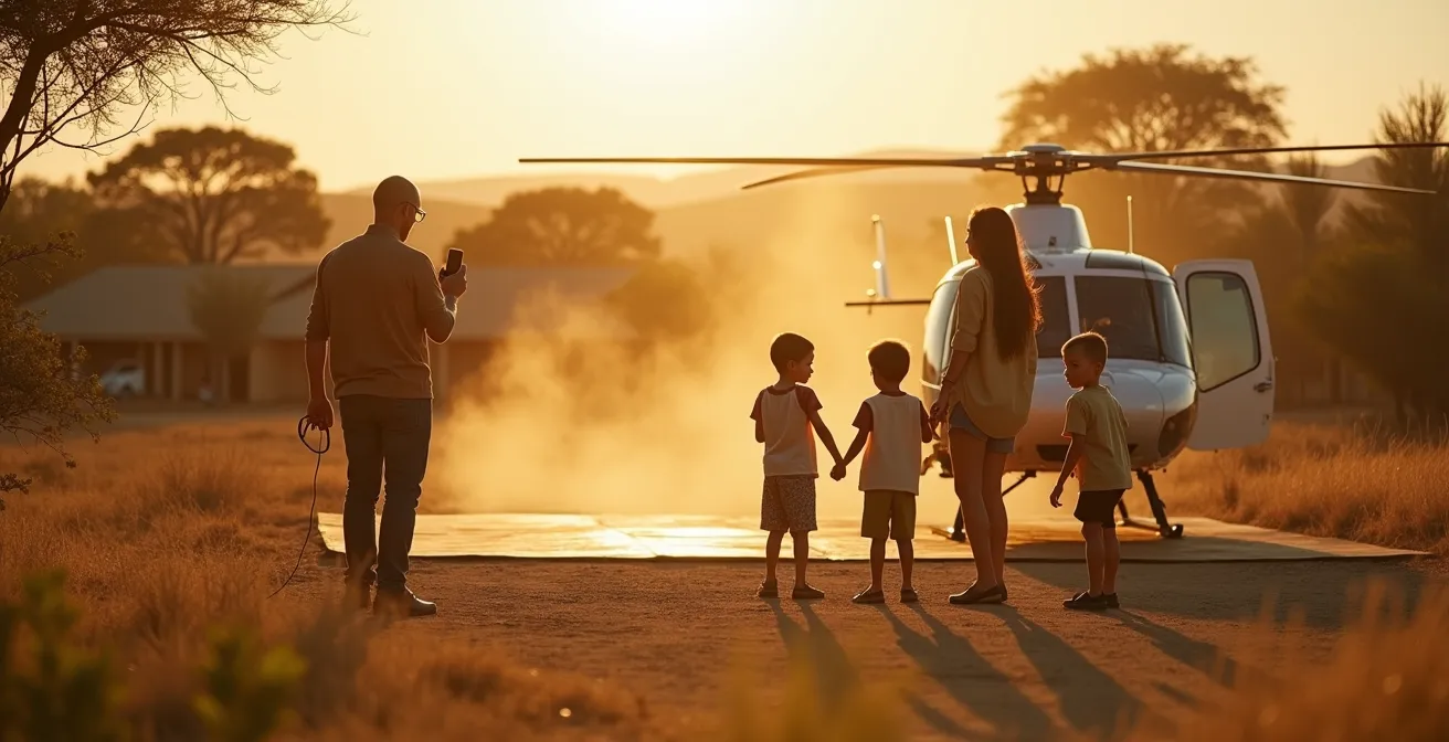 Helikopter-Landeplatz einer Safari-Lodge für medizinische Notfälle