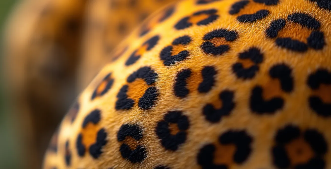 Nahaufnahme eines Leopardenfells zeigt einzigartige Rosettenmuster für wissenschaftliche Identifikation