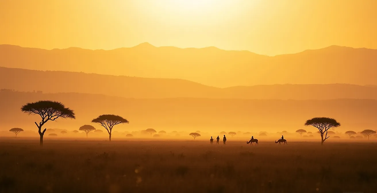 Ranger-Patrouille in privatem Wildreservat bei Sonnenaufgang