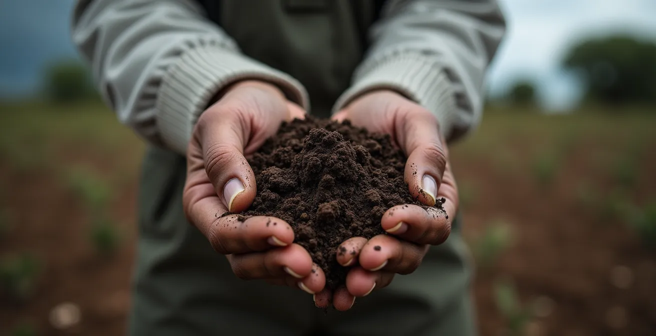 Safari-Guide beobachtet dunkle Regenwolken über afrikanischer Landschaft