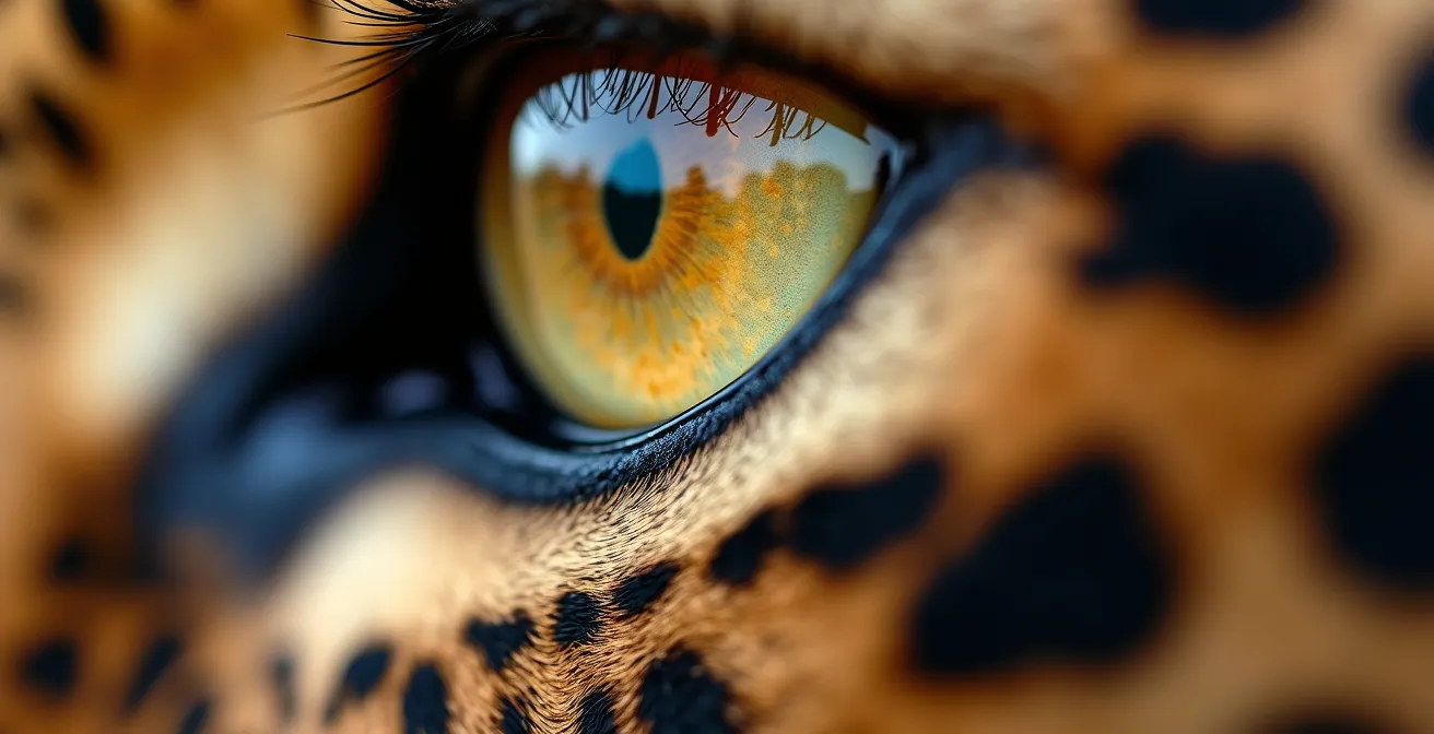 Safari-Jeep mit ruhigen Beobachtern und Leopard in der Ferne